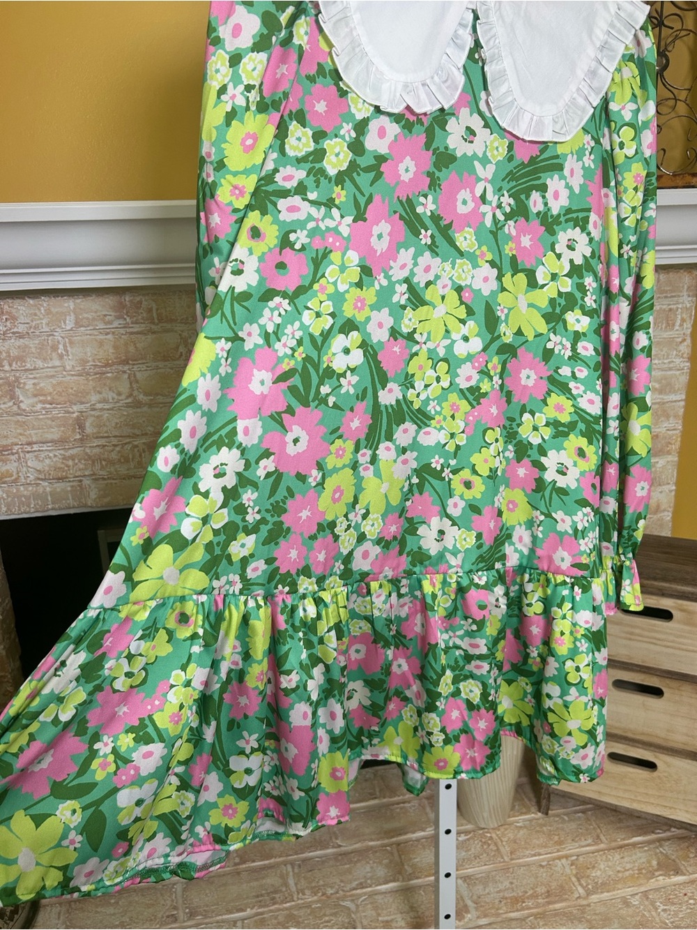 Twisted Wonder London Floral Peter Pan Collar Smock Mini Dress US 6 #136 - Picture 5 of 13